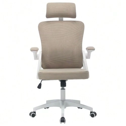 Ergonomic Mesh Office Chair With Adjustable Lumbar Support And Headrest – High-Back Executive Desk Chair For Home/Office - Khaki - View 1