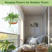 Ergonomic Hanging Planter With Breathable Bottom To Protect Plant Roots, Multipurpose Hanging Planter Suitable For Indoor Hanging Garden, Suitable For Hanging Plants Like Philodendron And Anthurium, Reusable Plastic Hanging Basket, Applicable For Bedroom And Kitchen Decor, Rust-Resistant Metal Chain - Multiple Styles - View 6
