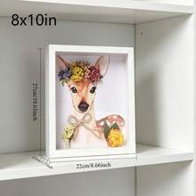 1pc 8x10 Inch White Wooden Shadow Box Frame, 3cm Deep 3D Blank Frame For Art Display, Handmade DIY Craft Frame, Suitable For Home, Office, Mother's Day, Easter, Graduation Gift - 1pc White Wooden Frame - 10 Inches - View 3