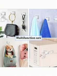 2/4pcs No-Drill Self-Adhesive Curtain Rod Bracket Set, [Hooks Only, Not Included] Multi-Functional Hooks, Suitable For Stylish Home , Practical Hooks, Adjustable Wall Hooks, Suitable For Bedrooms, Living Rooms, Kitchens, Bathrooms - White - View 10