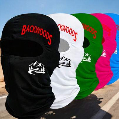 Babous Backwoods Print Balaclava Hat, Unisex Breathable Face Mask, Motorcycle Bicycle Riding Neck Gaiter, Sweat-Absorbent Face Cover