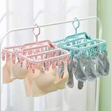 Socks Drying Rack, Hanger With 32 Clips, Indoor And Outdoor Use, Foldable Rotating Drying Rack, Suitable For Underwear, Socks, Small Items Of Clothing, Can Be Used On Outdoor Balconies - Space-Saving, No Power Required, Clothesline, Drying Rack, Laundry Room Essential - Multicolor - View 2