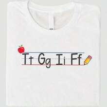 Oversized 100% Cotton Minimalist Letter Print Graphic TeeWomen's 180g Cotton White Crew Neck Short Sleeve T-Shirt With Alphabet Letter Print "Tt Gg Ii Ff", Cute Apple And Pencil Design, Graphic Casual Top For Summer, Comfortable And Stylish Tee For Daily WearWomen's Casual Tee Suitable For Daily Spring And Summer Wear - White - View 8