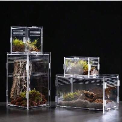 High Transparency Leak-Proof Acrylic Terrarium, Suitable For Snakes And Lizards - Easy To Clean, Breathable Design, Convenient For Pet Care And Observation, Rectangular And Square Shapes