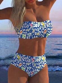 Hàng mới về: Bộ bikini quây cạp cao họa tiết da báo gợi cảm 2 mảnh, thích hợp cho kỳ nghỉ. - Nhiều màu - Xem 2