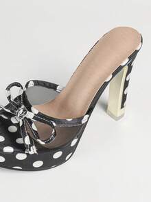 Women's Suede Chunky High Heel Mule Sandals, Fashionable For Indoor & Outdoor Wear - Black and White - View 9
