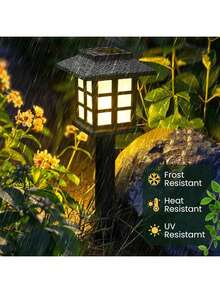 2pcs Solar Powered Garden Lights, Plastic Outdoor Lantern Path Lighting, 100mAh Ni-MH Battery Powered, Easy Installation, Suitable For Walkways, Yards And Community Decor - Cool White And Warm White - Multicolor - View 6