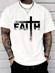 PAYEAH Christian T-Shirt - Faith And Cross T-Shirt - 100% Heavy Cotton T-Shirt 2025 For Men - White - View 1
