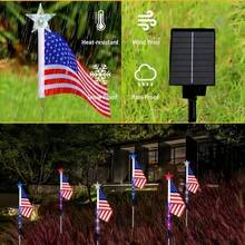 8-Pack Red, White, And Blue American Flag Solar Lights, Red, White, And Blue Flag Outdoor Pathway Lights, 4th Of July Independence Day Decorative Lights, Patriotic Theme Decor, 8 Flashing Modes, Suitable For Porches, Courtyards, Pathways, Lawns, Cemeteries, Memorial Day - Tám quốc kỳ - Xem 6