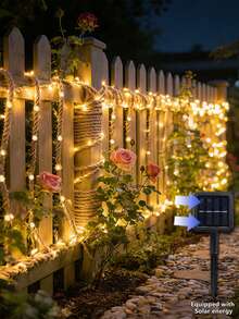 5m/10m Upgraded Solar Powered Vintage White Rope Lights, Natural White Rope LED String Lights, Waterproof Outdoor Solar Rope Lights, Suitable For Arches, Columns, Trees, Fences And Various Scenarios - Solar Rope Light - View 2