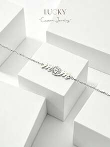 1 pieza Colgante de collar con flor de piedra natal grabada, pulsera con flor, personalizable con nombre, estilo minimalista diario, llavero, incluye caja de regalo, adecuado para el Día de San Valentín, cumpleaños, Día de la Madre, regalo de todos los días - collar de flores - Ver 26
