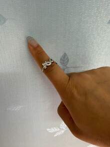 1 buah Cincin Terbuka Niche Fashion Minimalis dengan Inlay Mikro Zirkonia Dua Lapis Bentuk Tetesan Air Ungu, Cincin Terbuka Huruf Bertabur Penuh, Cincin Desain Mewah Serbaguna yang Dipersonalisasi - Cincin Alfabet - View 4