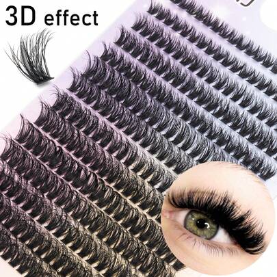 14-Row 70D Large Capacity False Eyelashes, D-Curl, Thick And Curled, Suitable For DIY Eyelash Extensions, Single Eyelash Clusters, Cartoon Style, Thick Single Eyelash Extension Clusters, Suitable For Home Use And Beginners.