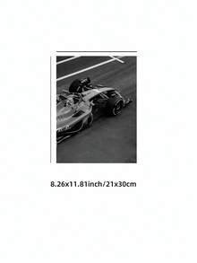 1pc Frameless Black & White Racing Poster, Stylish Motorsport Art, Vintage Decor For Bedroom, Dorm, Gift - Black and White Racing Car - View 12