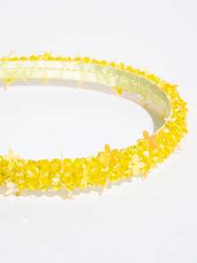 1pc Thin Grid Crystal Headband, Korean Style Hair Accessory,Festival,Party - FG691 - Yellow - View 3
