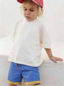1pc Boys' Basic White Short Sleeve T-Shirt, Minimalist Round Neck Short Design, Soft & Skin-Friendly Fabric, Suitable For Layering Or Casual Wear, Essential For School And Daily Life - White - View 5