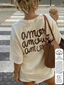Women's Loose-Fitting Beach Granny Style T-Shirt With Sea Turtle Graphic, Breathable Cotton, Crew Neck, Short Sleeves, White Beach Style LODA - 白色 - 查看 5