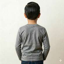 Basic Long-Sleeved T-Shirt For Boys, Premium Cotton, Comfortable, Casual, Versatile, For Boys Ages 4-14 - 石楠灰 - 查看 2