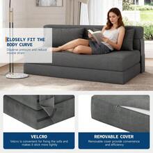 Silla cama sofá plegable convertible sin montaje - Sofá futón de espuma viscoelástica que ahorra espacio con almohada, respaldo ajustable, funda extraíble y lavable - Sofá cama moderno para sala de estar, dormitorio, apartamento, dormitorio universitario, oficina en casa. - Beis - Ver 4