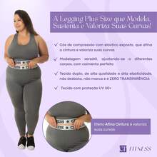 Kit 2 Leggings Elastico Exposto Plus Size Zero Transparencia Academia Fitness Feminino - Cinza Mescla e Cinza Mescla - Visão 6