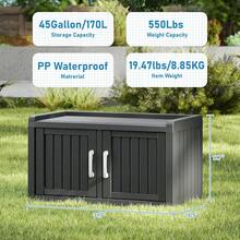 2-Tier Storage Bench, Waterproof UV-Resistant Outdoor Shoe Storage Cabinet With 2 Doors & Adjustable Shelves For Indoor Outdoor Entryway, Hallway, Living Room (Black) - màu đen - Xem 3