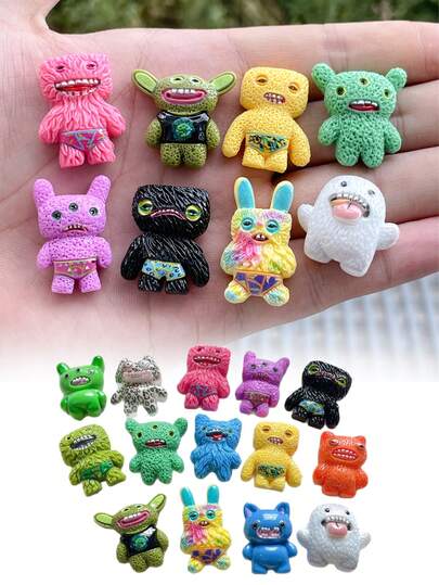 5/10/20/30pcs Interesting Mini Roaring Monster, Cartoon Ugly Cute Resin Creatures, Creative Kitchen Fridge Decor, Cool Gift, DIY Fashion Jewelry Accessories, Suitable For DIY Crafts, Phone Cases, Hair Clips And More Creative Resin Decor Accessories, DIY Hair Clips, Phone Cases, Photo Frames Embellishment