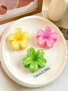 4 piezas Pinzas para el cabello con flores de color gelatina, pinzas con forma de flor lindas para recogidos, adecuadas para uso diario y vacaciones en la playa en primavera/verano - Multicolor - Ver 3