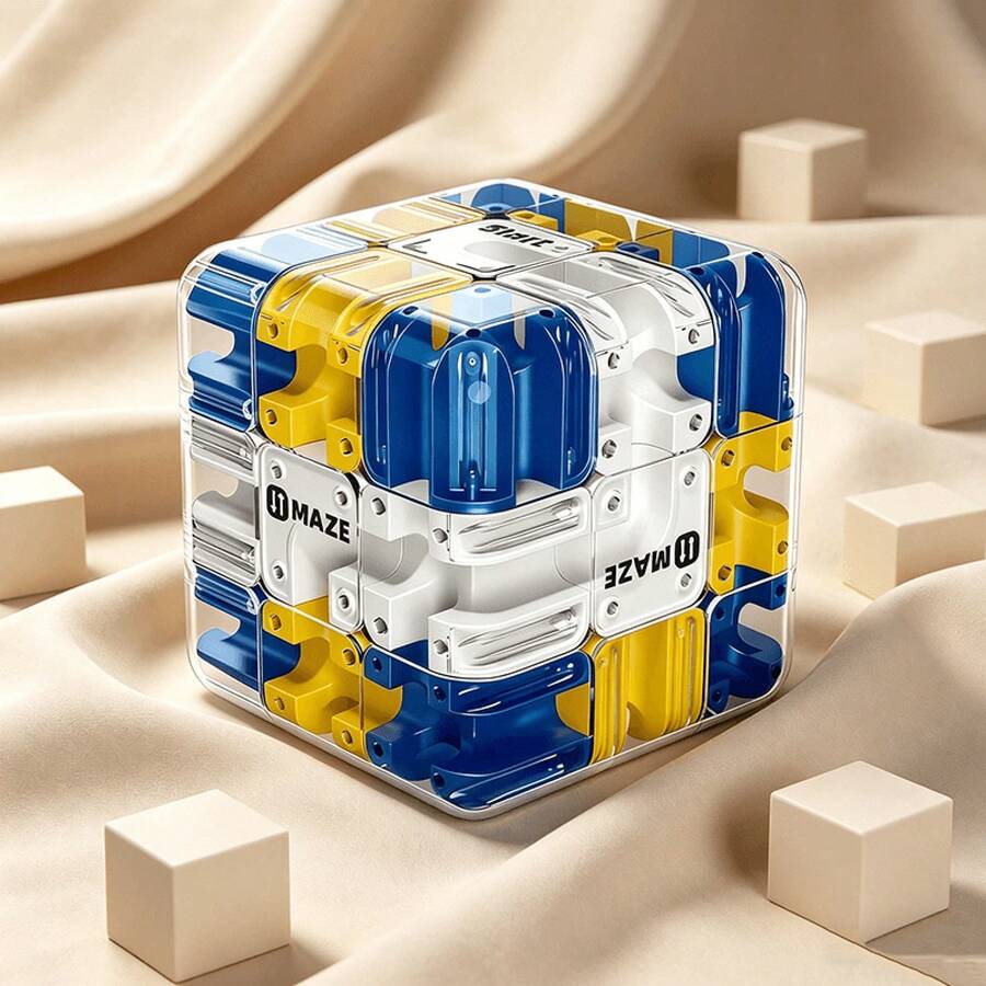 1-Piece Set 3D Magic Cube Maze Ball Puzzle, Spatial Awareness Brain Teaser Game, Logic Thinking Training Fidget Gadget, Adult Kids Stress Relief Sensory Gadget IQCF - Màu xanh lam - Xem 1