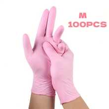 10/20/50/100pcs Powder-Free Latex-Free Pink Nitrile Gloves, Suitable For Kitchen Cleaning, Beauty, Sofa, Outdoor Camping, Etc. (Hot Selling 10, 20, 50, 100 Pcs Pack) - Baby Pink - View 17