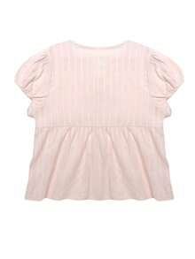 Áo kiểu nữ tay ngắn cổ chữ V dáng rộng, viền ren ngọt ngào, thích hợp mặc mùa hè. - Hồng - Xem 2