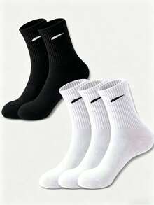 1/20 đôi tất dài đến bắp chân kẻ sọc đen trắng unisex, phong cách đường phố tối giản, đa năng, thoáng khí và thấm hút mồ hôi, thích hợp cho mặc hàng ngày. - Đen và trắng - Xem 6
