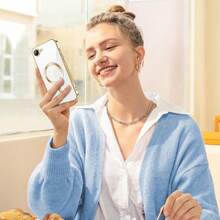 Funda ultrafina con recubrimiento transparente para iPhone 17 Pro Max, 16 Plus, 15, 14, 13, 12, 11, 17E, con película protectora magnética para lente - Dorado - Ver 7