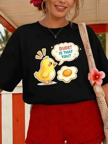Dam-T-shirts - Svart - Visa 1