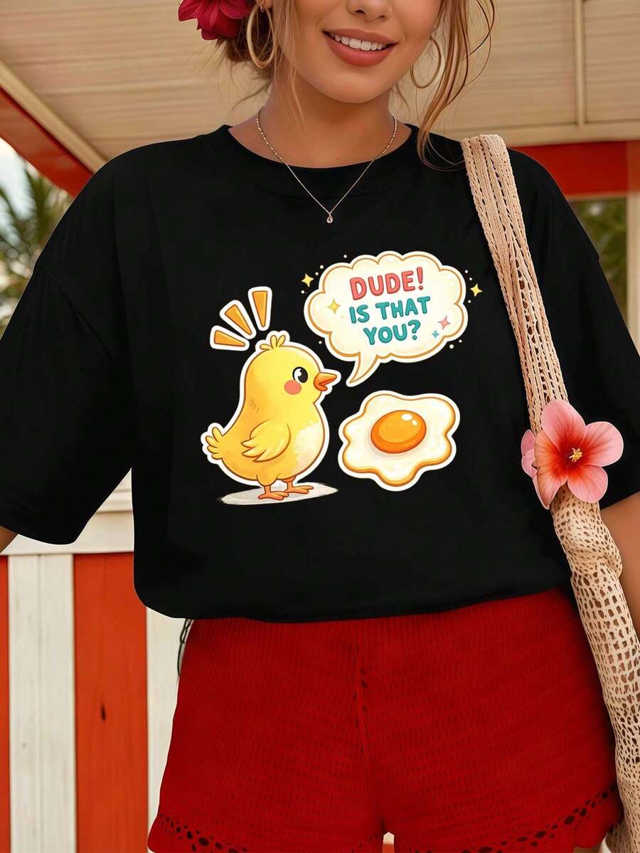 Dam-T-shirts - Svart - Visa 1