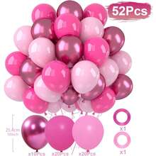 Bộ 50 quả bóng bay cao su màu hồng ánh kim 10 inch, thích hợp trang trí sinh nhật cho bé gái/phụ nữ, tiệc mừng em bé chào đời, tiệc độc thân, tiệc cưới, tiệc công chúa. - A-1 - Xem 4
