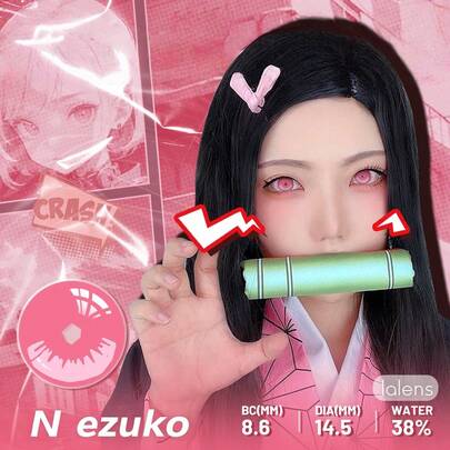  Lalens Cosplay Anime 1 Pair 14.5mm Half Year Disposable Breathable Soft Nezuko1 Lens Material Inspired Design Enlarging Eyes Comfort Wear Beauty Makeup Fashion Color Contacts For Comic Con Halloween