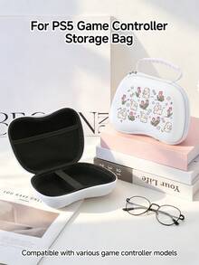 1pc Cute Rabbit & Flower Cartoon Sketch Design Transparent Glitter Protective Case, Compatible With Nintendo Switch 2 (2025) / Switch OLED Console, Joy-Con Controller Cover, Gamepad Storage Bag, Best Gift For Switch Players - View 13