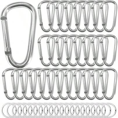 13 Colors Heavy Duty Aluminum D Carabiner Clips Key Rings, Black Sliver Corrosion Resistant Keychain Keys, Outdoor Sports, Hiking, Camping, Fishing Hanging Gear