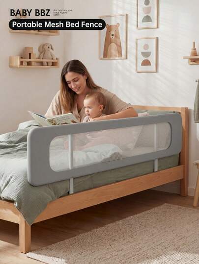 Foldable Baby Bed Rail, Safety Crib Guard For Toddlers, Breathable Mesh Bed Fence, Fits Twin/Full/Queen/King Size Beds
