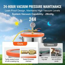 5 Gallon Vacuum Chamber, Upgraded Tempered Glass Lid Vacuum Degassing Chamber, 304 Stainless Steel Chamber, For Stabilizing Wood, Resin Degassing, Silicone Degassing And Plaster Degassing - Metal Vacuum Chamber, 5 gal - 查看 3