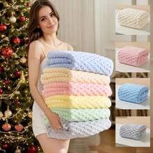 1-Pack Uper Soft Cloud Velvet Bath Towel ,Contemporary Space-Themed Waffle Weave Bath Towel, Quick-Dry Soft Spa & Gym Towel, 300 GSM Oblong Knit Fabric, Suitable For Daily RV Use SPA, Use In The Gym, Bathroom, And During Travel. - Apricot - View 1