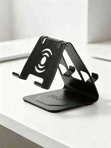 1pc Black Aluminum Alloy Phone Stand, Slouchy Desktop Holder For Smartphone And Tablet - Black - View 1