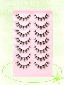 7 Pairs D Curl False Lashes ,Soft 3D Fluffy Fake False Eyelashes Volume Natural Look Fake Lashes Cat Eye Lashes Russian Large Curly Faux Mink False Lashes - Black - View 8