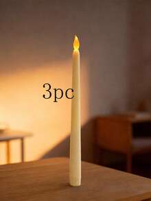 1pc Realistic Retro Candle, New Design Hotel Romantic Candlelight Dinner Decor Light, LED Cone Long Stem Plastic Candle Prop Lamp, Suitable For Multiple Occasions - 錐形桿蠟 - 查看 14
