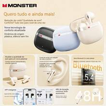 Monster Q11 True Wireless Earbuds, Semi-In-Ear Design, Bluetooth 5.4, 30H Playtime, HD Sound, Low Latency for Music & Gaming – Black - 查看 4