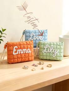 Custom Bubble Grid Makeup Bag Fashion Pleated Design Large Capacity Cosmetic Bag - Multicolor - View 2