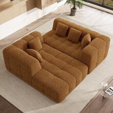 Nalupatio 107" Chenille Boneless Couch With L - Shaped Chaise, Comfy Modular Sectional Sofa With Tufted Design, Modern Upholstered Sofa, No - Assembly Sectional Couch,Brown - 棕色 - 查看 3