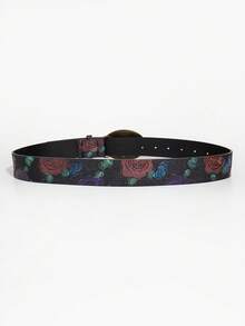 1pc Asymmetrical Rose Flower Embossed Embossed Western Style Decorative Belt, Fashionable For Women Office Wear - Roses - View 6