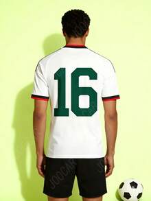 Mexico Style Men's Sport T-Shirt Football Basketball Jersey Double Sided Print Number 16 Pattern For Sports & Casual Wear All Seasons Breathable Comfortable Durable Ideal For Sports Fans - Blanco - Ver 3