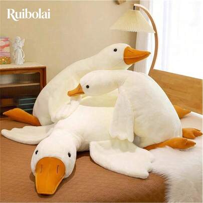 柔软白色鹅毛绒玩具 可爱毛绒填充动物 大白鹅鸭毛绒枕头 腰枕 房间床头装饰 生日礼物 圣诞礼物 感恩节礼物 送给孩子的礼物 情人节礼物 送给女朋友的礼物